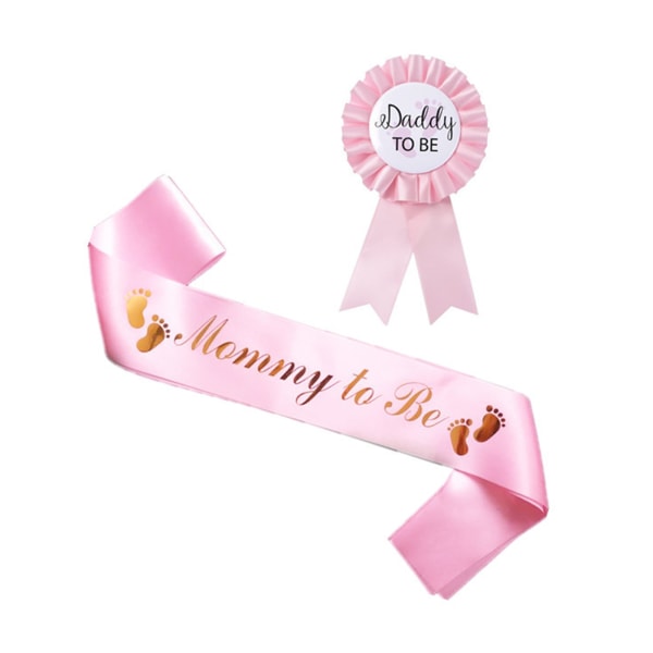 Baby shower Gravid Sash Magen Bält Mamma att vara Sash Daddy to Be Knappnål Graviditet Graviditet Blomma Sash Bälte Dekor Pink