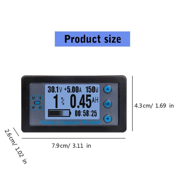 Batterikapacitetsindikator DC8V-120V Bil Motorcykel Voltmeter Spændingsmålere