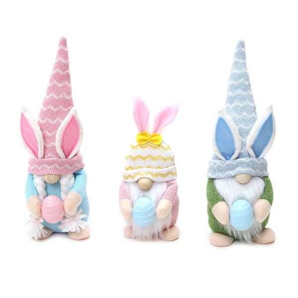 Påskharen Gnome Skandinavisk Tomte Elf Dekorationer Kanin Gnomes med ägg null - B