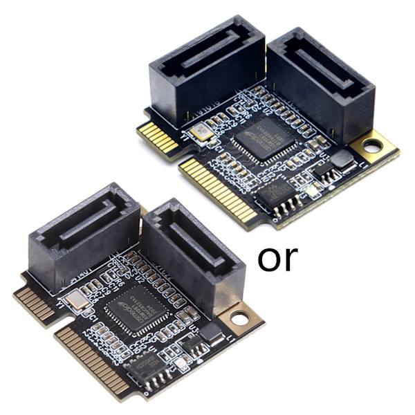 Hårddiskförlängningskortkonverterare, 2 portar Mini Pci-e Pci för Express till Sata 3.0, Sata-kabel för dator, PC, Sata Ca