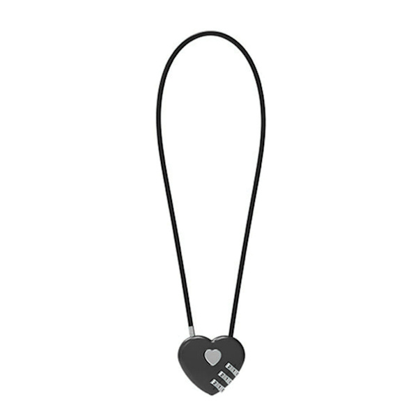 Kärleksform Lås Bröllopspresent Hjärta Lösenord Kod Hänglås Vagn-fodral Koncentriskt lås Långt vajer Lösenord Hänglås Black 30cm