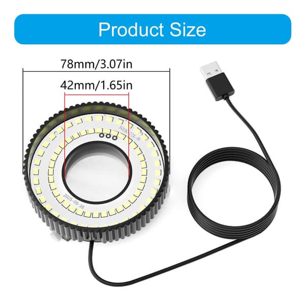LED-ringlys for mikroskopobservasjon 72 lyspærer Høy lysstyrke jevn