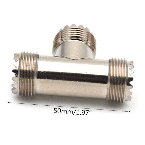 1st SL16 UHF SO239 hona trippel tee typ 3-vägs splitterkontakt S0239 UHF hona till dubbel hona typ T-adapter