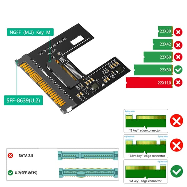 M.2 Nvme Solid Disk til SFF-8639 Adapter Kabinet Boks Bred PC Tilslutning