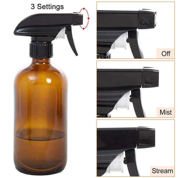 4-pack tomma sprayflaskor i bärnstensfärgat glas, 473 ml påfyllningsbar behållare