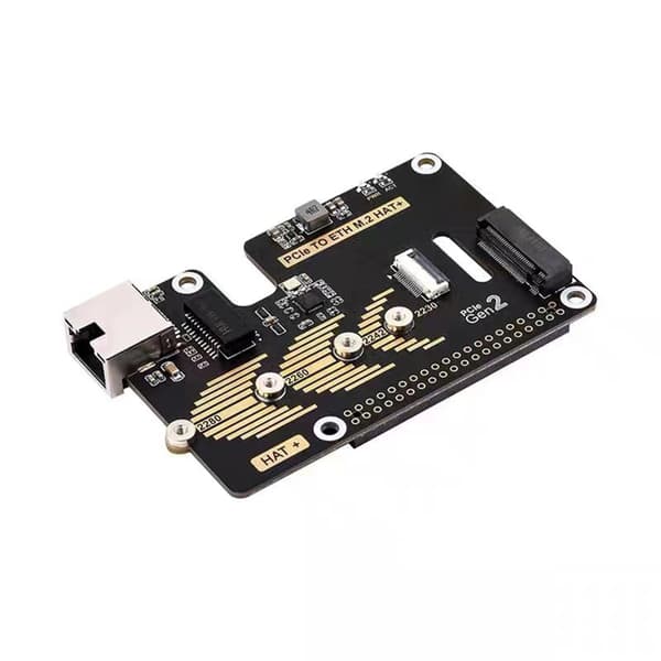 PCIe til Ethernet M.2 HAT PCIe NVME Adapter 5Gbps til Pi5 PoE 1000M