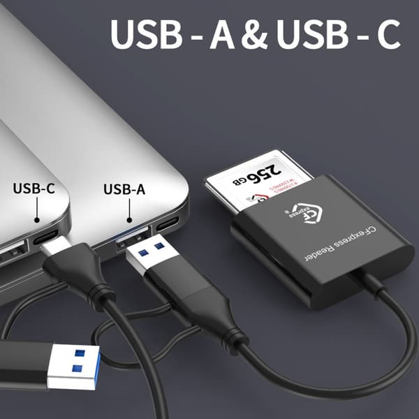 Aluminium 10Gbps CFE Typ B Läser USB 3.2 Gen 2 10Gbps Kortläsare