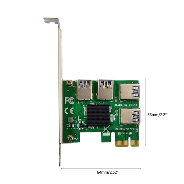 PCI för Express Multiplier PCIE USB Riser 1 till 4 USB 3.0 Hub ASM1184e PCI-E X16 för grafikkortsadapter ETH Bitcoin Mine