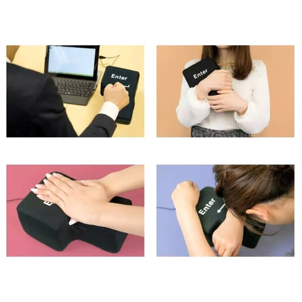 Stor Enter-tast Puteknapp USB Stor Enter Stressreduserende Pute Gaveleke