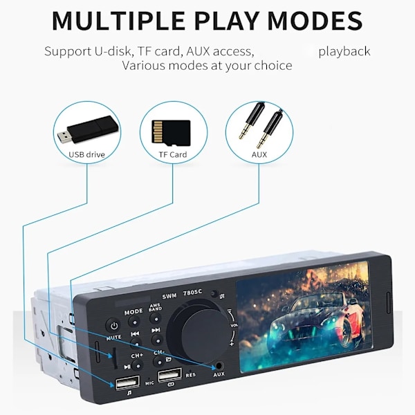 Autostereo Yksittäinen Din MP5 Soitin Autoradio Vastaanotin