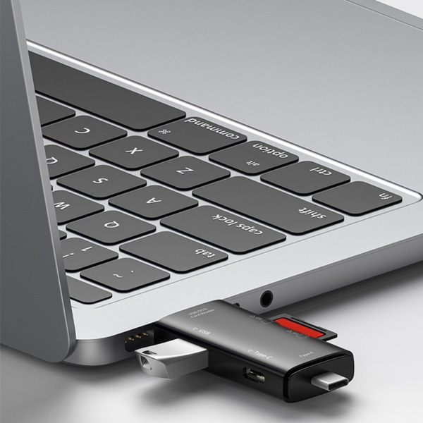 Fyra i ett USB Typ C till USB Typ C OTG SD TF minneskortläsare Adapter Black