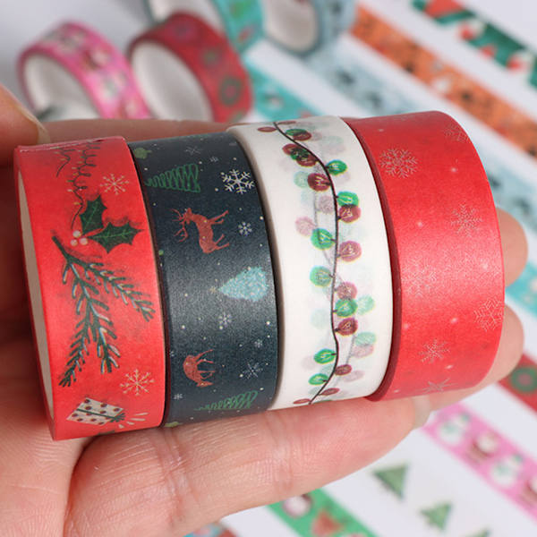 18 rullar jul Washi-tejper Santa Snowflake Trädmönster för vuxna barn gör det själv