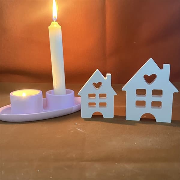 Husformad silikonljusform DIY påskljusform 3D husformar i harts L