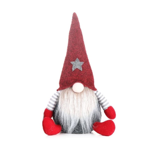 Jul Handgjorda svenska Gnome Tomte Sittande plysch för Dockornamenter Xmas Hol Red