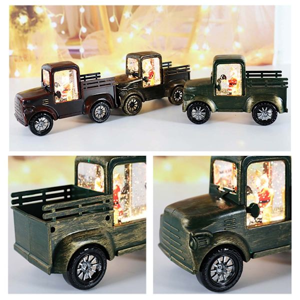Mini lykta tomte kör bil Små lyktor för inomhus utomhus juldekoration Heminredning Batteridriven Green