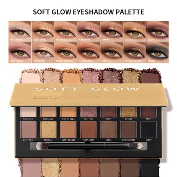 Professionell ögonskuggspalett med 12 nyanser för bröllopsfester och högtidsmakeup