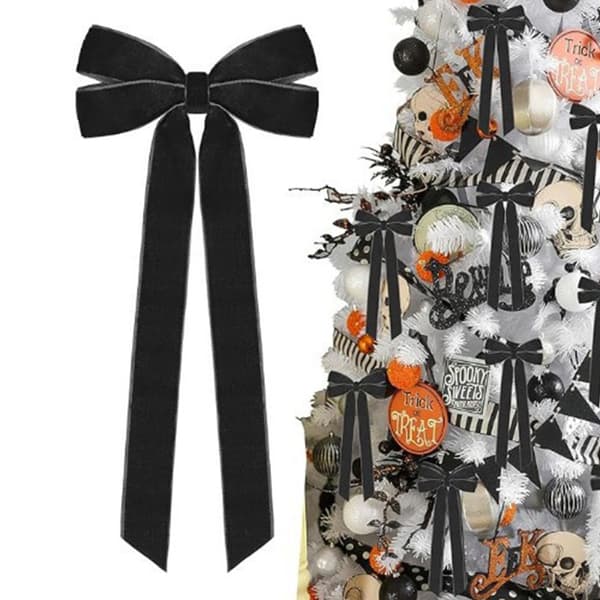 Bløde fløjls julesløjfe dekoration holdbart plys festligt tilbehør Black