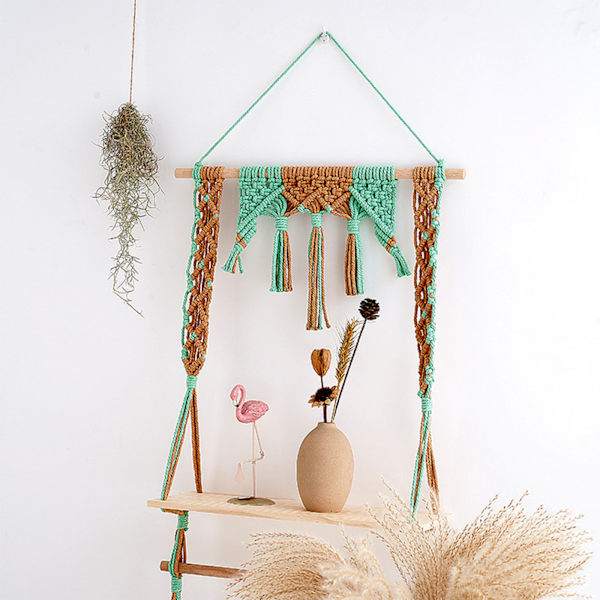 Macrame Vägghängande Hylla Boho Vägghyllor Fönster Växthylla Inomhus Heminredning för vän Tjej Födelsedagspresent