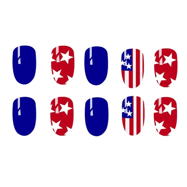 24x Star Artificial Nail Short Oval Press On Nail Independence Day False Nail