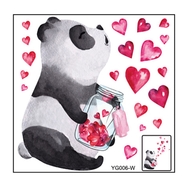 Luminous Panda Heart DIY Wall Sticker Glow in the Dark Väggdekor Heminredning