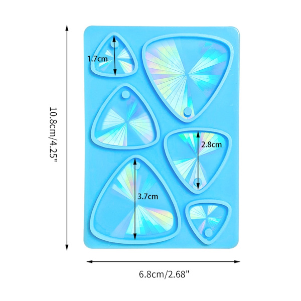 Holografisk hartssilikonform DIY triangel örhängen nyckelringhänge gjutform Clear