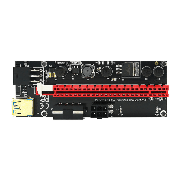 PCIE Riser 009S Plus förlängningskabeladapter PCIE 1X till 16X Riser Card USB 3.0-kabel GPU 6Pin till Sata för grafikkort