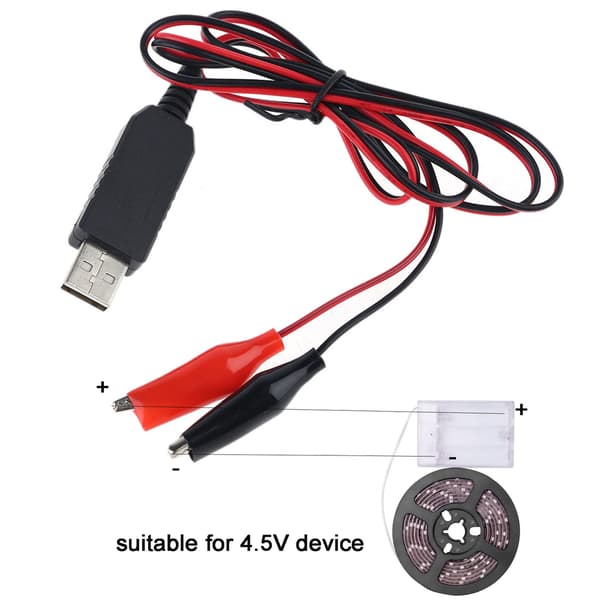USB til 4.5V Strømkabel for Klokke Termometer LED Leker og mer enhet 2M