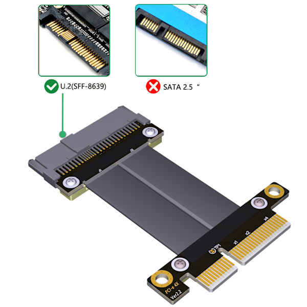U2 gränssnitt SFF-8639 ( U.2 ) till för M.2 NVMe NGFF för nyckel för M nyckel-M M2 Adapter Riser Card Ribbon Förlängningskabel