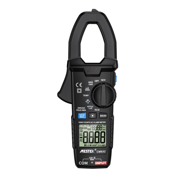 Digitalt Strømtangmeter med LCD Bakgrunnsbelysning Multimeter 10000 Teller Kapasitans Ohm Hz Diode VFD Meter RCD Auto-V LOZ Meter