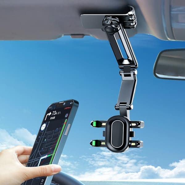 Roterbar Quick Release Solskærm Mobiltelefonholder til bil sikrer et fast greb Gray