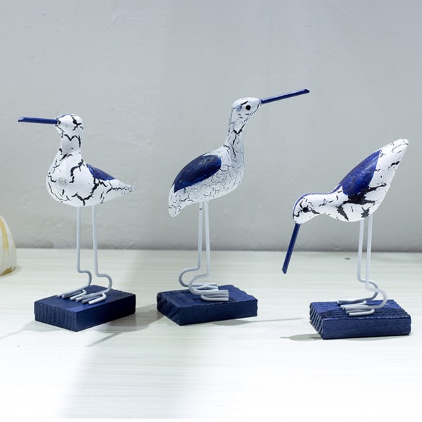 Nordisk Havsfågel Skulptur Fin Trä Sjöfåglar Ornament Kuststrand Medelhavet Fest Favördekoration för bröllop