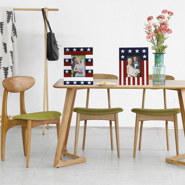 American Flag Star Stripes trä fotoram Independence Day Patriotic Decor 709