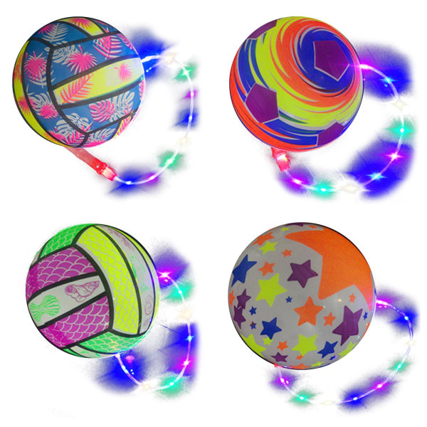 8,6'' LED uppblåsbar boll Blinkande gummiboll Ljusande sparkbollleksak Barn skakar handboll med studsboll Barn utomhusleksak