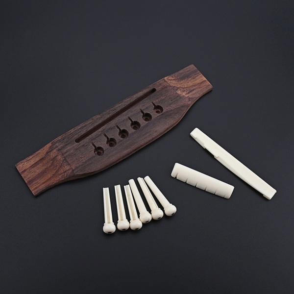 Akustisk gitarr Bone Bridge Sadel och Mutter och Gitarr Bone Bridge Pins Gitarr Trä Tillbehör