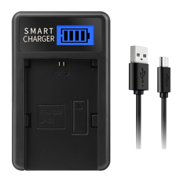 LCD USB LP-E6 Batterioplader Erstatning til Canon EOS 5D Mark II, EOS 5D Mark III, EOS 5D Mark2 Kamerabatteri