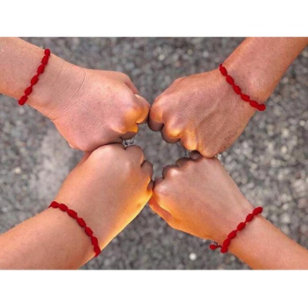 2 st/ set Kabbalah Red String Armband for Protection Good Luck 7 Knots Braided Armband with for Wish Card Smycken för W
