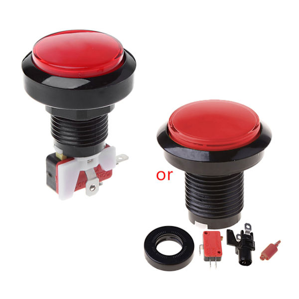 Speltryckknapp 45 mm rund 12V LED-belyst tryckknappsbrytare med mikrobrytare för arkadspel 5 färger Red