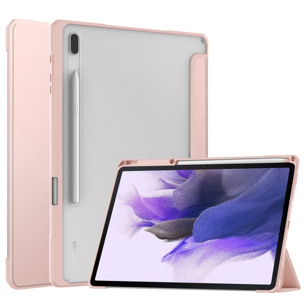 Tredelat Ställ Auto Sleep Wake Skydd Läder Magnetiskt Skyddande Skal för Galaxy Tab S7 FE 12.4 tum SM-T730 T
