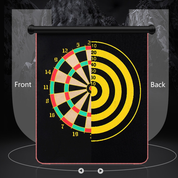 Magnetisk darttavla för barn, dartbrädespel med magnetisk dart, dubbelsidigt säkert dartspel roll-up darttavla set 17 plate 6 darts
