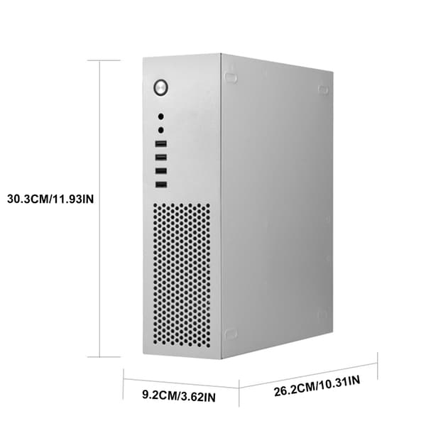 A10 Mini PC-kabinett MATX-kabinett HTPC PC-kasse Støtter 2,5 3,5 Solid Disk silver