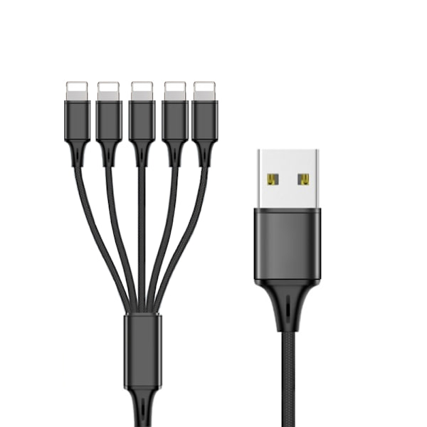 Multi Laddningskabel USB Splitter Kabel 5 i 1 Snabbladdningssladd med Type-C MicroUSB Hane Port för Telefoner Surfplattor