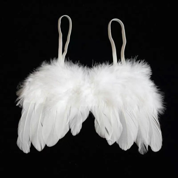 2 st/ set Baby White Angel Wing Pannband Nyfödd Fotografi Rekvisita Ängel Fjäder Wing Hårband Huvudbonad Outfits Dekor