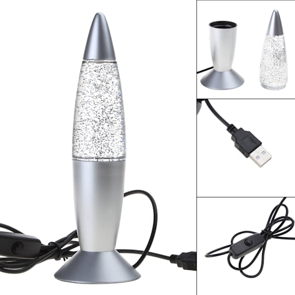 USB Plast Nattljus Vulkan Lava LED-lampa Metallbas Nattlampor Sänglampor för vardagsrumsdekorationer