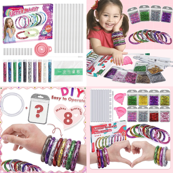 Gör-det-själv gnistrande armbandssatser för flickor Creative Craft Friendship Set för barn 5-12 år Festrekvisita Hantverksleksak