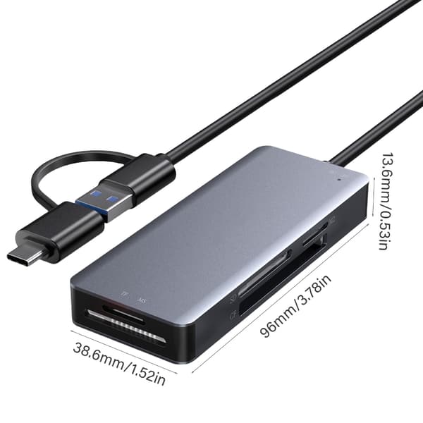 USB C USB3.0 Kortleser 5 i 1 Minnekortleseradapter for MS USB3.0