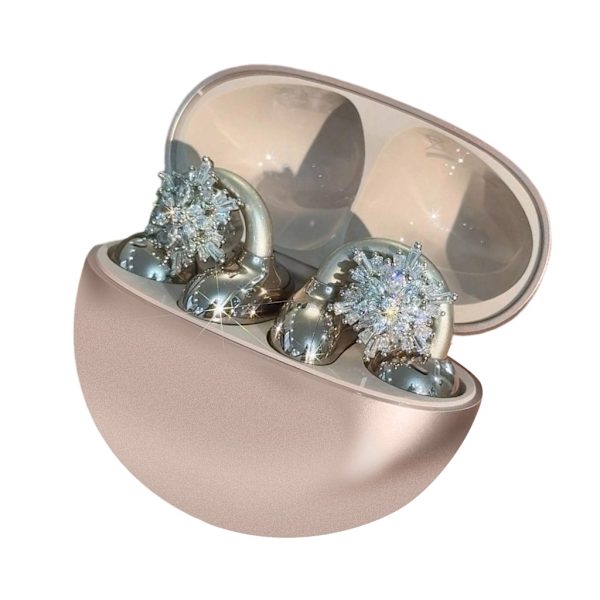 Glimmerende Rhinestones Øretelefon Øreklips Indviklet Vinterflake Design Klips