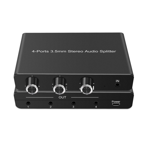 4-jack Multi Headphone Audio Splitter Hörlursdelare med och diskant, 3,5 mm portingång 3,74x2,12x0,82 tum Storlek