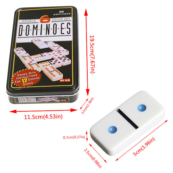 Domino Box Toy Game Set 28 Double 6 Travel Dominoes För Barn Barn