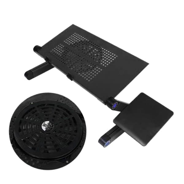 Justerbart sammenleggbart aluminium laptopbord skrivebordstativholder med kjølevifte musematte for bærbar PC