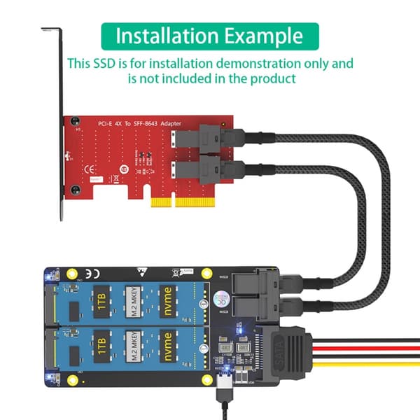 M.2-PCIe SSD -sovitin M.2 NVME SSD -sovitin Kaksi M.2 NVME-SFF-8643-sovitinta